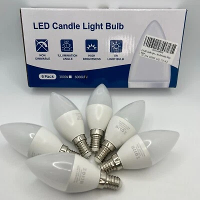 TuoFang LED Bulb C37 E14 7W 600Lm 6000K Cool White Non Dimmable Pack of 6 - Image 1 of 2