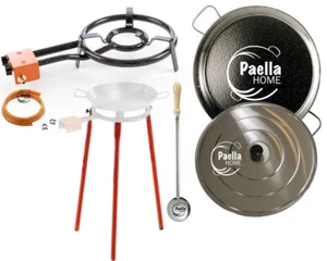 50cm Original Paella Pan Set + 40cm Gas Burner + Lid + Stainless Steel Spoon - Picture 1 of 6