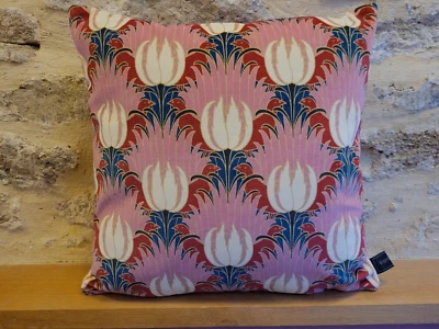 Sanderson Tulip and Bird Velvet Amaranth Blush Pink & Cushion Cover Morris - Image 1 of 4