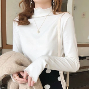 Womens Solid Turtleneck Long Sleeve Casual Autumn T-shirts Blouse Tunic Tops US - Picture 1 of 18