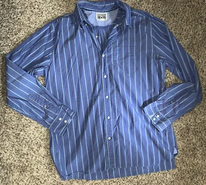 Camisa manga larga Converse One Star para hombre talla XL azul a rayas con botones - Imagen 1 de 7