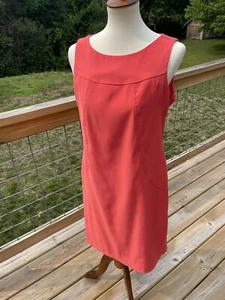 AGB Coral DRESS Women's 10 M Summer Coastal Basic Solid Knee Pencil Sheath 4262 - Picture 1 of 9