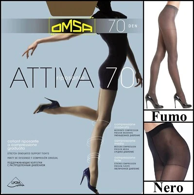 Meia-calça de suporte elástica transparente Omsa Attiva com pressão distribuída 70 Den - Imagem 1 de 4