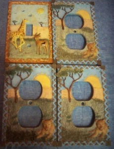 Set di 4 Bordi Interruttori Illimitati e Coperture Outlet Animali Safari Giungla - Foto 1 di 3