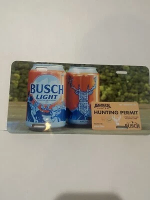 Busch Light Beer License plate Hunting permit  ￼Logo Beer Can Busch Budweiser - Image 1 of 4