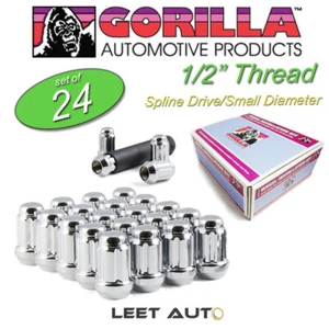 (24) Gorilla Small Diameter Lug Nuts, 1/2" Thread, Chrome, Spline, K6CS-0012GR - Picture 1 of 5