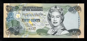 🇧🇸 BAHAMAS Medio (1/2) $ Dólar, 2001, P-68, Reina Isabel II, SIN CIRCULAR ** - Imagen 1 de 2