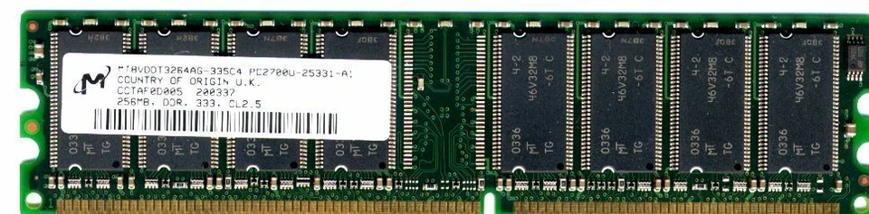 Micron MT8VDDT3264AG-335C4 (256 MB, PC2700 (DDR-333), DDR RAM, 266 MHz, DIMM 184 - Image 1 of 1