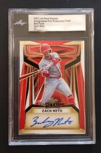 ZACH NETO 2023 LEAF METAL AUTO RED FLOOD VINYL 1/1 autograph ANGELS SWEET COLOR - Picture 1 of 3