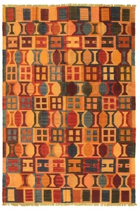 Vintage Hand Woven Turkish Carpet 6'0" x 9'0" Traditional Wool Kilim Rug - Picture 1 of 9