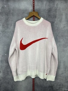 Supreme Nike Swoosh Sweater Knit SS19 Sz L White/Red - Picture 1 of 14