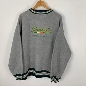 Vintage USA Destination Sweatshirt 2XL Grey Jimmys Irish Bar New Jersey *stain - Picture 1 of 11