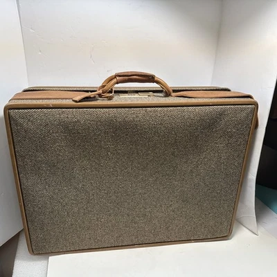 Maleta de cuero tweed Hartmann vintage con cierre combinado de cinturón marrón Foto 1 de 4