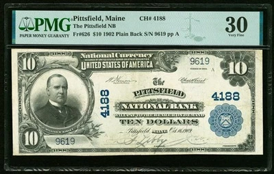 1902 $10 Pittsfield, Maine Plain Back Fr. 626 The Pittsfield National Bank - Image 1 of 2
