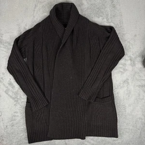 AllSaints Marquis Cardigan Mens Size 8 Brown Wool Blend Longline Shawl Collar - Picture 1 of 10