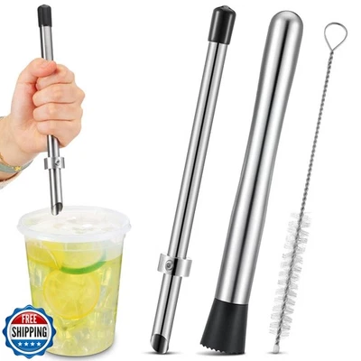 2 Pcs Straw Puncher and Muddler for Lemonade Plastic Lids Cups, Straw Hole Pu - Image 1 of 4