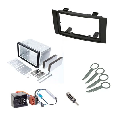 Auto Radio Blende SET Doppel 2 DIN VW Touareg T5 Multivan Metall Schacht Adapter - Bild 1 von 4