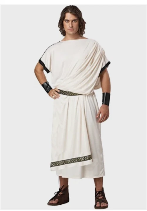 Hombre Clásico Toga Romano Dios Griego Crema Adulto Disfraz Halloween OS LEER Foto 1 de 4