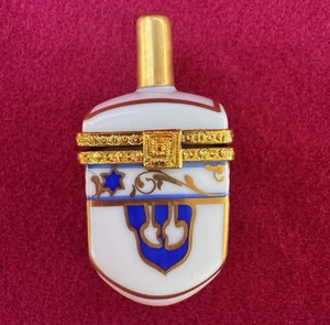 Rochard Limoges Frankreich Gold und Blau Dreidel Scharnier Schmuckschatulle signiert - Bild 1 von 11