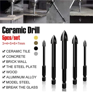 5Pcs 3-7mm Hex Shank Spear Head Tile Porcelain Drill Bit Glass Marble Ceramic - Picture 1 of 12