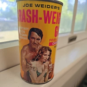 1970 VINTAGE ARNOLD SCHWARZENEGGER Joe Weider Crash Weight Gain Tin Can UNOPENED - Picture 1 of 7