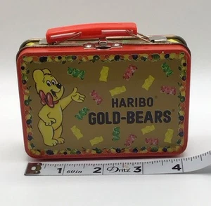 Vintage Haribo Mini Metal Gold Gummy Bears Lunchbox Style Tin - Picture 1 of 4