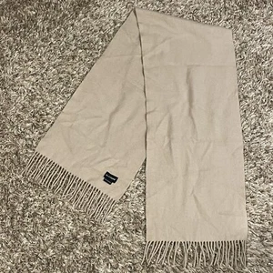 Alashan 100% Cashmere Beige Tan Scarf Rectangle 58x11.5” Soft Fringe - Picture 1 of 9