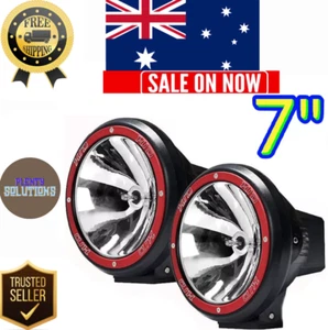 2x 7" 100W HID Xenon Driving Lights Spot Beam Off-Road UTE 12V Work Lamps Red - Picture 1 of 9