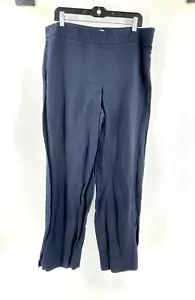 Worth Women's 100% Linen Navy Blue Wide Leg Casual Pants Side Zip Size 14 - Picture 1 of 12