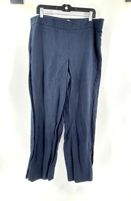 Pantalones informales Worth para mujer 100 % lino azul marino pierna ancha cremallera lateral talla 14 Foto 1 de 4