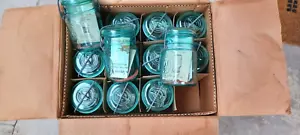 Bicentennial 1776-1976 Ideal Aqua Blue Wire Bail Top Pint Ball Mason Jars NEW