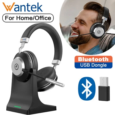 Kabelloses Kopfhörer mit Mikrofon USB Bluetooth Headset für PC/Mac/Laptop/Handys - Bild 1 von 4