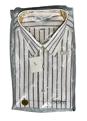 NUEVA Camisa de Vestir Allyn St George Van Heusen a Rayas Aguja Única Sastrería 16 Foto 1 de 4