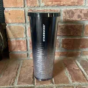 Starbucks 2018 Black & Silver Sequin Holiday 24oz Cold Cup Tumbler - Picture 1 of 7