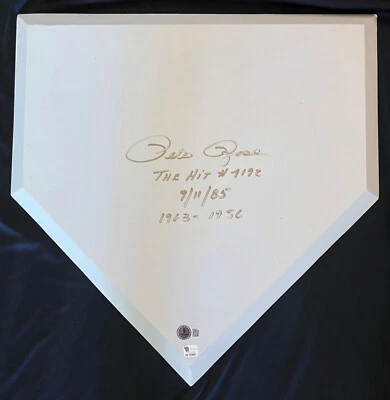 PETE ROSE Signed Full Size Home Plate w/ Inscriptions The Hit Dated GA & BAS - Image 1 of 4
