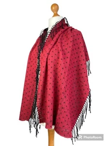 "Viola Firenze Sciarpa Wrap Made In Italy Frange Rettangolare Rosso Nero Macchia 20x66" - Foto 1 di 14