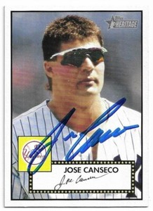 JOSE CANSECO Autographed Signed 2001 Topps Heritage card #258 New York Yankees