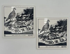 Vintage Currier and Ives porcelain wall plaque or trivet Set Of 2 - Picture 1 of 5