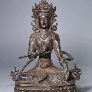 8inch Ksitigarbha Earth Store Bodhisattva Antique Bronze blessed Buddha Statues - Picture 1 of 8
