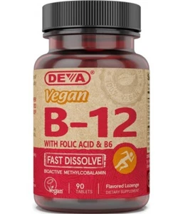 Deva Vegan Vitamins - B12 Fast Dissolve Sublingual - 90 Sublingual Tablets - Picture 1 of 2
