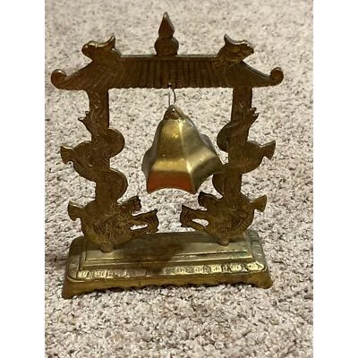 Vintage Dragonware Brass   Pagoda Japanese Bell Glo Mar Art Works Asian Chinese - Image 1 of 4