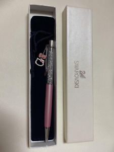 Swarovski Crystalline Ballpoint Pen Hello Kitty Bow Charm Pink Authentic W/Box