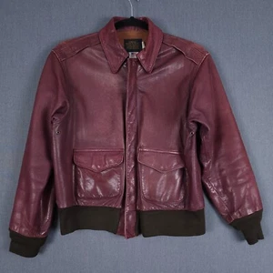 Vintage Avirex Type A-2 Bomber Jacket Mens 44 Burgundy Goatskin Rare Color 1978 - Picture 1 of 14