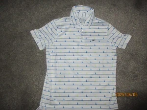 Boy's Vineyard Vines Sankaty Sailboat Polo Shirt Size M (13-14) White - Picture 1 of 1