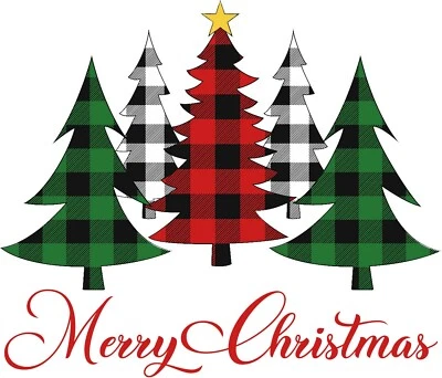 Клетчатые рождественские елки утюг на передачу для футболки + светлые и темные ткани #40 - Изображение 1 из 4