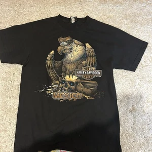 Harley Davidson Cancun Mexico Weißkopfseeadler Herren Medium T-Shirt 100% Baumwolle Schwarz - Bild 1 von 5