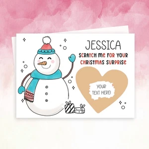 Personalisierte Schneemann-Enthüllungskarte - Spaß Rubbeln Weihnachtsgeschenk Iou Urlaub - Bild 1 von 11