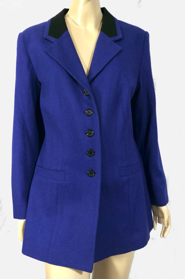 Vintage NOS NWT Spiegal Blue Wool Blend Military Button Kick Blazer Jacket 14 Foto 1 de 4