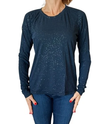 HARD TAIL FOREVER TEE T-SHIRT NAVY SPLATTER CREW NECK LONG SLEEVE MODAL PJ-46 XL - Image 1 of 4