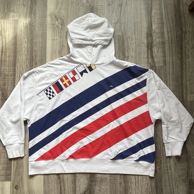 Sudadera con capucha de felpa francesa Lauren Ralph Lauren para mujer 3X banderas y rayas usada en excelente estado Foto 1 de 4